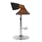 Armen Living Butterfly Adjustable Height Swivel Black Faux Leather and Walnut Wood Bar Stool with Chrome Base LCBUBAWABL - alternate 5